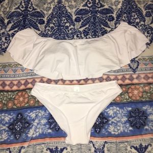 Across the shoulder white bikini